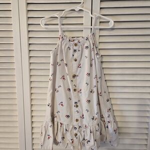 Old Navy Floral Button-Down Kids Dress - White with Red and Blue Accents